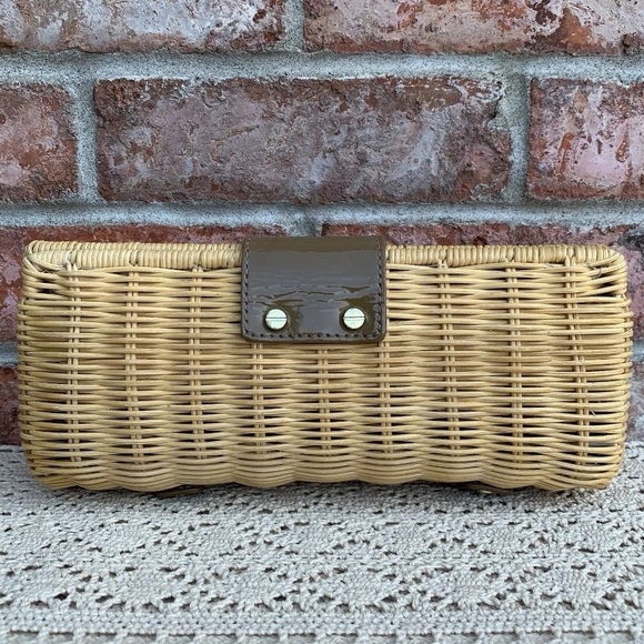 J Crew Wicker Straw Rattan Clutch Handbag - Picture 6 of 16